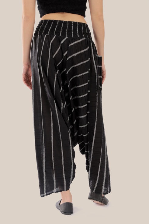 Striped harem pants with elastic waistband